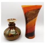 Dryden Pottery & Teleflora Artglass Vase Pair