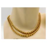10k Gold Double Strand Bead Necklace 24.3g