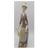 Lladro Woman with Dog & Umbrella 13 3/4'