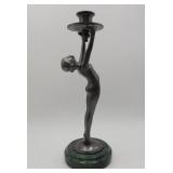 Art Deco Cast Metal Nude Candle Holder