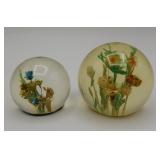 2 Botanical Gems Peetie's Lucite Paperweights