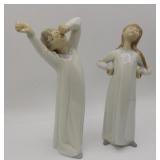 Lladro Yawing Boy & Girl Stretching Figurines