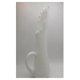 Mid Century Fenton Swung Milk Glass Vase 17'
