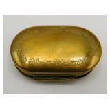 Antique Brass Double Lid Snuff Box with Mirror