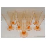 9 Etched Pink Depression Footed Glasses