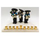 Hanukah Menorah Bezalel Artist Israel Clay Marble