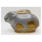 vtg Pewter & Brass Inlay Rabbit Trinket Box