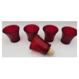 5 Cadmium UV Glow Red Swirl Candle Votives