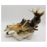 Royal Dux Stag & Wolf Porcelain Figurine