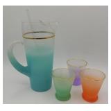 Blendo Frosted Pitcher & Glasses West Va Glass Co.