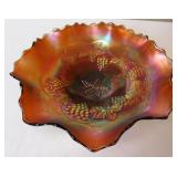 Amethyst Carnival Grapes Iridescent Glass Bowl