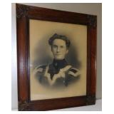 Antique Victorian Woman Charcoal Portrait 25.5'