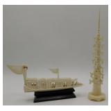 Antique/Vintage Chinese Carved Ivory Temple Boat
