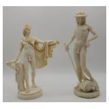 Apollo & David Alabaster & Resin Sculpted Figures