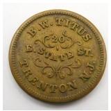 B W Titus Civil War Token Trenton New Jersey