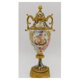 Capodimonte Porcelain & Bronze Champleve Urn 19thc