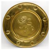 Rampant Lion English Crest Brass Charger 16'