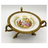 French Sevres Signed Fragonard Compote on Bronze