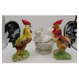 Chickens Hen & Rooster Japan & Tureen Italy