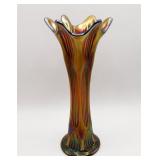 Fenton Diamond & Rib Swung Carnival Glass Vase