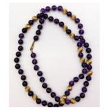 1960s 12k Gold Filled Amethyst Bead Necklace 37'