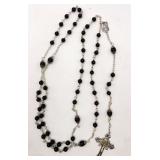 Sterling Silver & Black Onyx Baroque Style Rosary