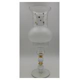 Hurricane Candle Holder Frosted Glass Gold Stars