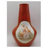 Antique French Courting Scene Porcelain Vase 10'
