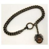 Victorian Silver Albert Watch Chain & Fob Pendant