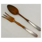 Sterling Silver Handle Wooden Serving Set