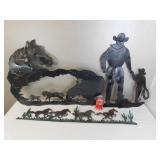Rustic Cowboy Western Horses Metal Wall Art