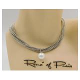 Sea Lily Piano Wire & Single Pearl Necklace