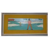 MCM Pop-Art Style Golfers Painting by Santay
