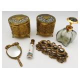 Hollywood Regency Gilt Filigree Vanity Group
