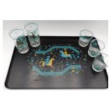MCM Cera Persian Polo Player Glasses & Tray