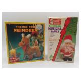 vtg Mechanical Christmas Toys Santa & Reindeer Box