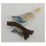 Carved Lucite Bird on Wood Branch Brooch
