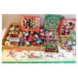 Vintage Christmas Ornaments & Table Cloth