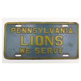 Pennsylvania LIONS We Serve Steel License Plate