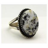 Navajo Sterling & White Buffalo Ring 8 1/2