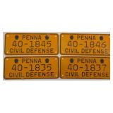 4 Penna Civil Defense Luzurne Co. License Plates