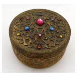 Antique Empire Art Gold EJ&B Gilt Jeweled Box