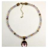 Jay King DTR Sterling Silver Art Glass Necklace