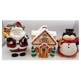 3 Ceramic Christmas Cookie Jars