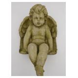 Sitting Cherub Limestone Garden Statue 15"