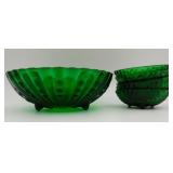 Anchor Hocking Burple Forest Green Footed Bowls