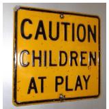 Heavy Steel Street Sign Caution Children at Play