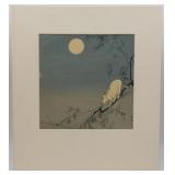 Ohara Koson "Cat on Bamboo Branch" Woodblock