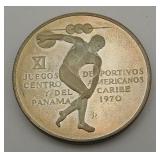 1970 Panama 5 Balboa Central American Games Silver