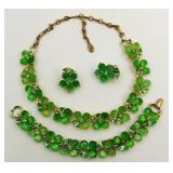 Lisner Green Lucite & Uranium Glass Parure